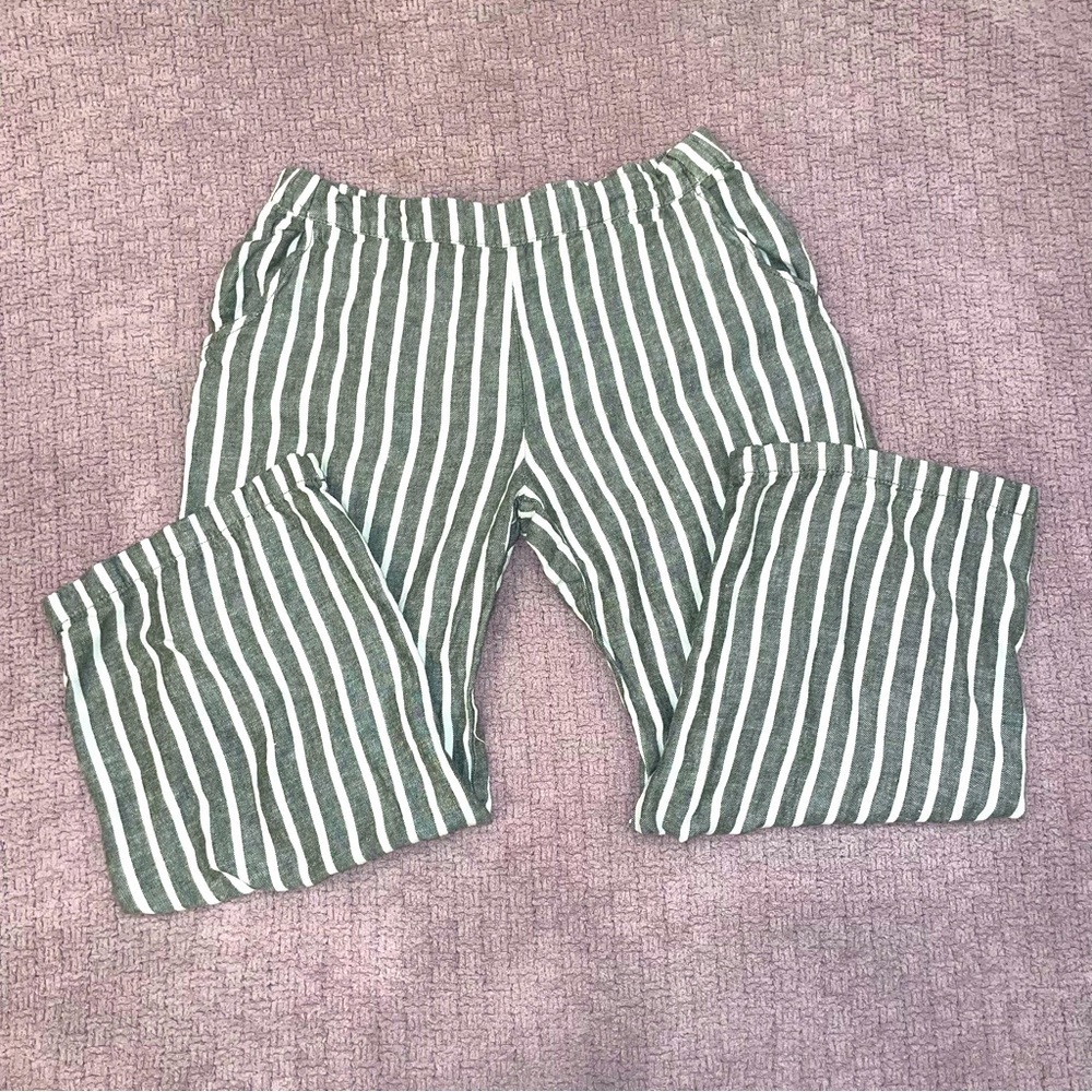 Dip Cropped Pants For Women Size 6 Stripped Black And White Linen Blend
